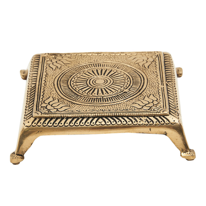 Brass Pooja Chowki | Gold | 13 cm