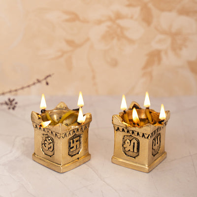 Brass Tulsi Diya | Gold | 5 cm | Set of 2