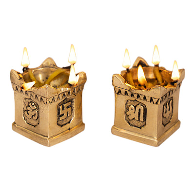 Brass Tulsi Diya | Gold | 5 cm | Set of 2