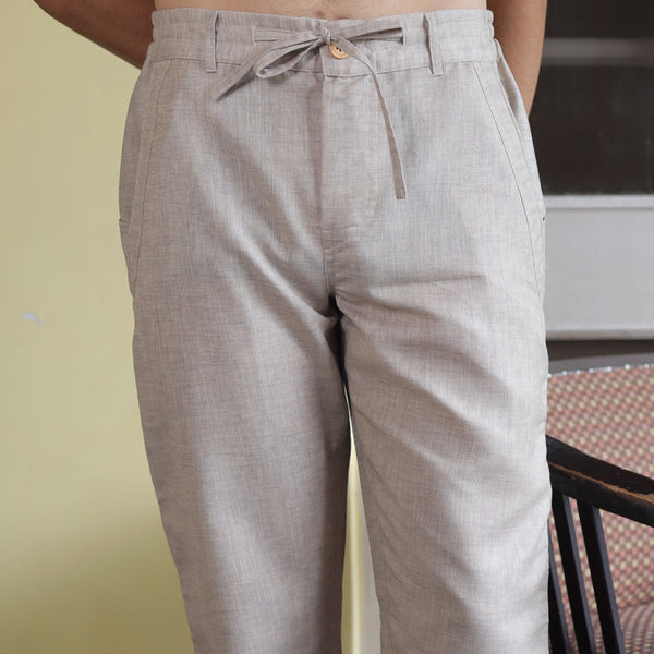 Cotton Linen Pants For Men | Ecru