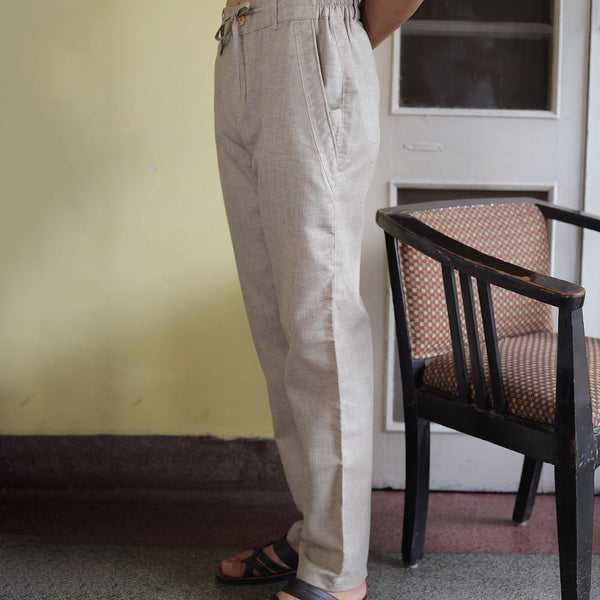 Cotton Linen Pants For Men | Ecru