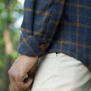 Woolen Overshirt for Men | Striped | Detachable Hood | Blue