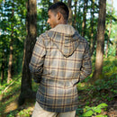 Woolen Mens Overshirt | Striped | Detachable Hood | Slate Grey