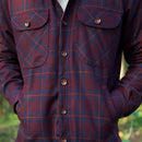 Woolen Mens Overshirt | Striped | Full Sleeves | Deep Maroon