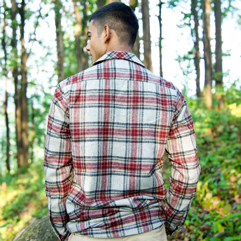 Woolen Overshirt for Men | Striped | Full Sleeves | Maroon