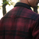 Woolen Mens Overshirt | Striped | Full Sleeves | Red