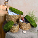 Sabai Grass Storage Boxes with Lid | Green | 17 cm