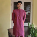 Cotton Linen Kurta Pajama For Men | Wine