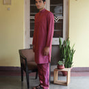 Cotton Linen Kurta Pajama For Men | Wine