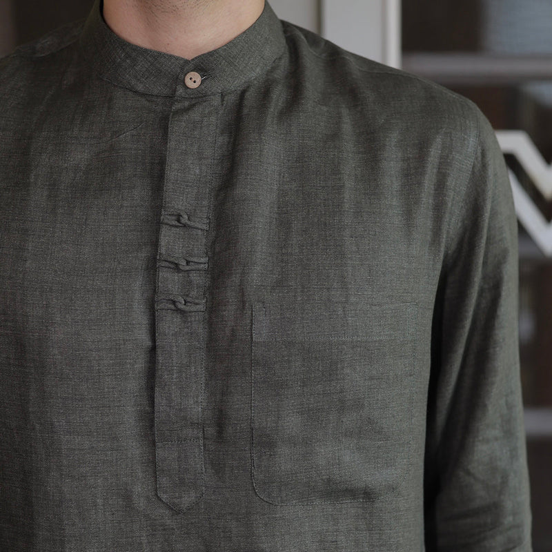 Linen Kurta Pajama For Men | Dark Green