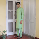 Cotton Linen Kurta Pajama For Men | Green