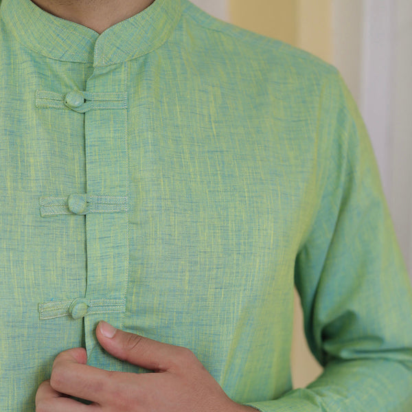 Cotton Linen Kurta Pajama For Men | Green