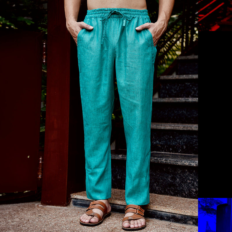 Linen Kurta Set for Men |  Full Sleeves | Pine Green