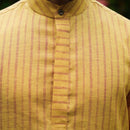 Linen Kurta for Men | Sleek Band Collar | Yellow