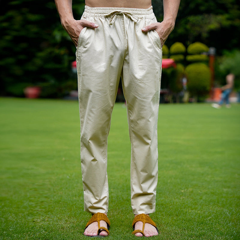 Linen Kurta Pyjama Set for Men | Sleek Band Collar | Yellow