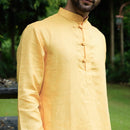 Linen Kurta Set for Men | Full Sleeves | Yellow