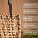 Sabai Grass Lunch Bag | Plant Based Leather Handle | Beige.