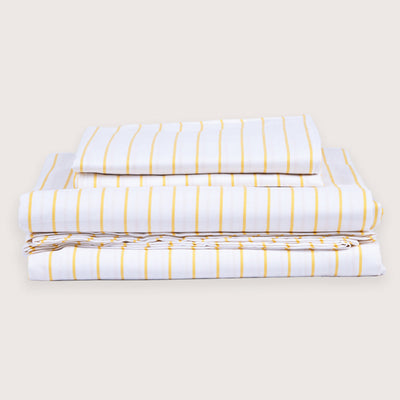 Organic Cotton Bed Sheet Set | Striped | Yellow