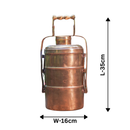 Brass Tiffin Box | 3 Layers | Copper Gold | 16 cm