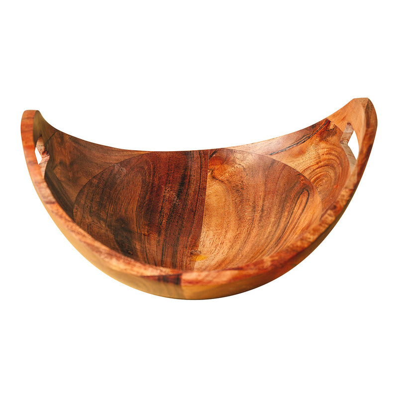 Wooden Fruit Bowl | Boat Shaped | Brown | 24 cm