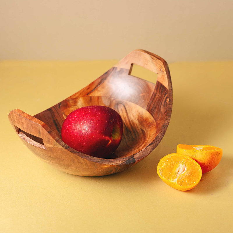 Wooden Fruit Bowl | Boat Shaped | Brown | 24 cm