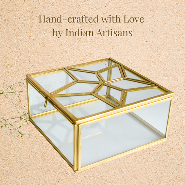 Glass Jewerllery Box | Antique Gold