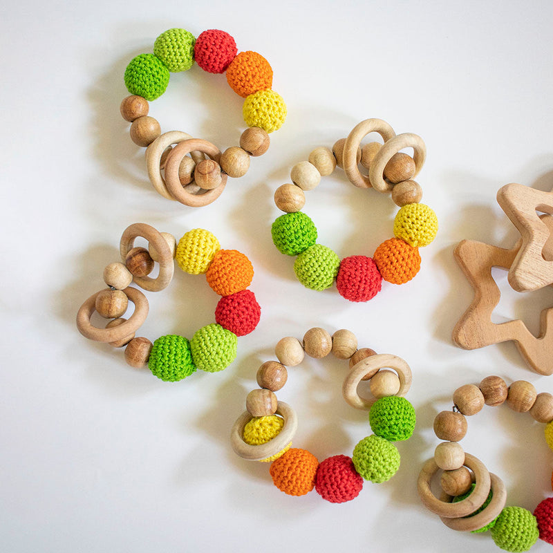 Wooden Crochet Toys | Baby Rattle Toy | Ball | Multicolour