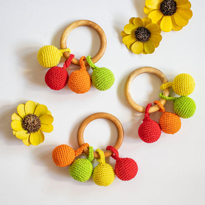 Wooden Crochet Toys | Baby Teether | Ball | Multicolour