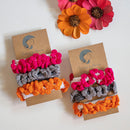 Scrunchie Hair Band for Girls | Cotton Crochet | Pink-Grey & Saffron | Set of 3