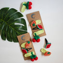 Girls Hair Clips | Cotton Crochet | Green-Red & Orange | Set of 3