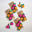 Girls Hair Clips | Cotton Crochet | Orange & Pink | Set of 4