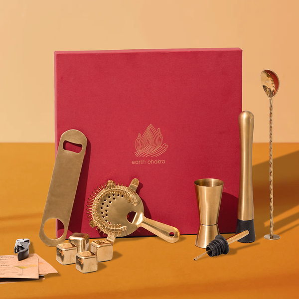 Diwali Gift Hamper | Bar Tool Kit | Set of 8 | Brass Finish