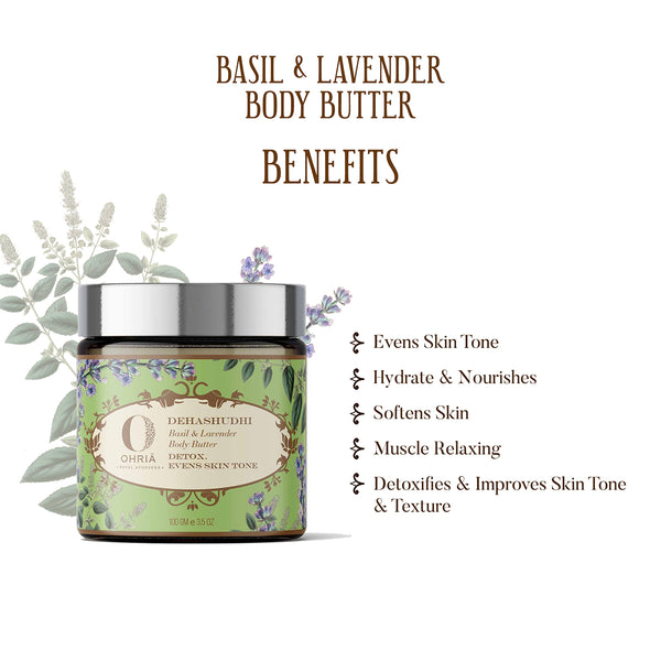 Ohria Ayurveda Body Butter | Basil & Lavender | Skin Smoothening | 100 g