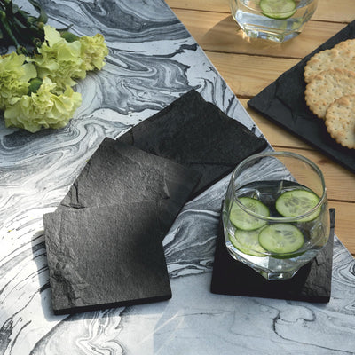 Black Slate Coaster | Square | Set of 4