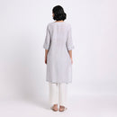 Linen Embroidered Kurta for Women | Grey