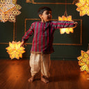 Cotton Silk Kurta for Boys | Detailed with The Contrast Selvedge | Yellow