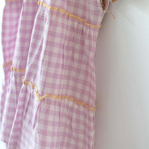 Cotton Dress for Girls | Tiered | Purple