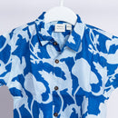 Cotton Shirt For Boys | Floral Print | Blue & White