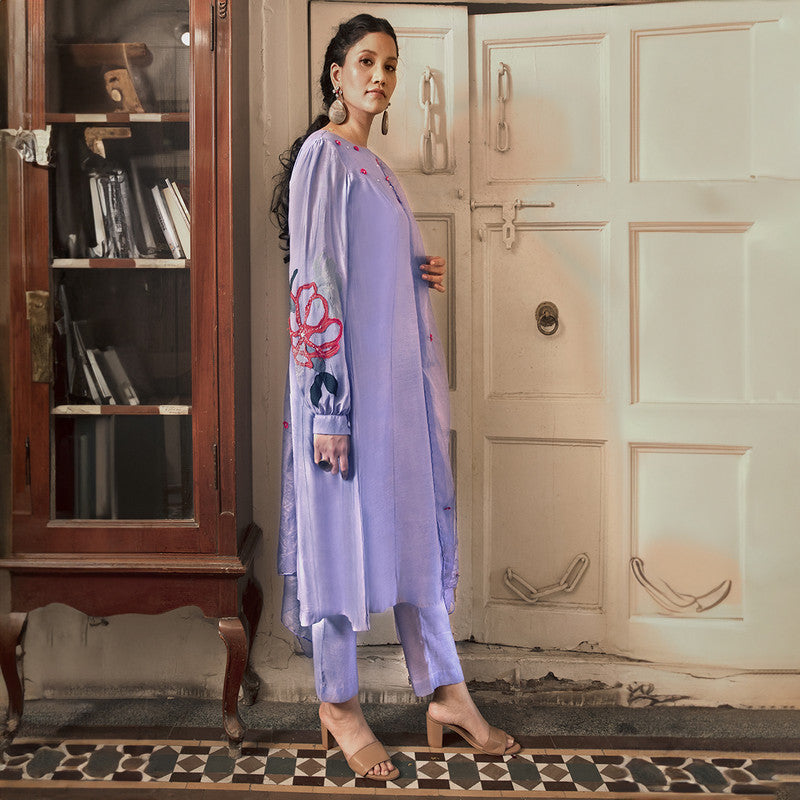 Women Kurta Set With Dupatta | Plant Based Silk | Lilac