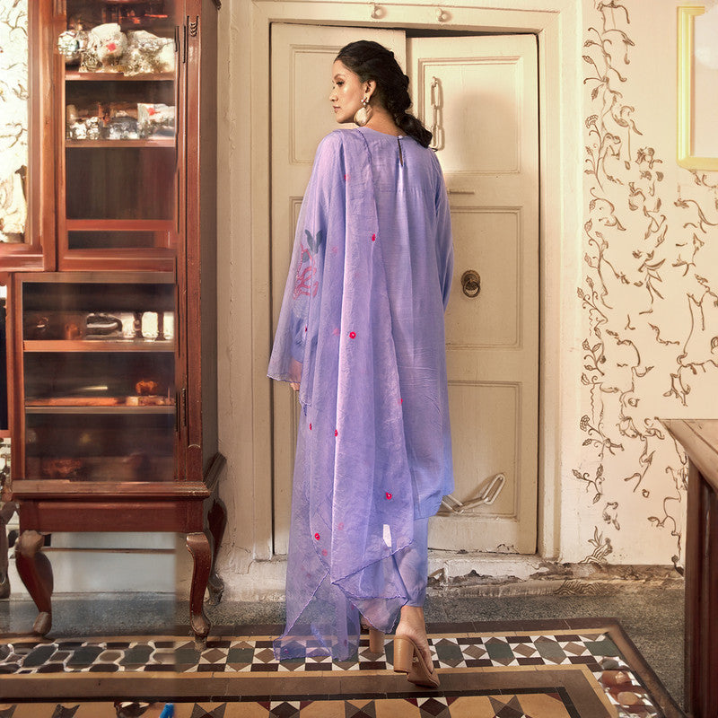 Women Kurta Set With Dupatta | Plant Based Silk | Lilac