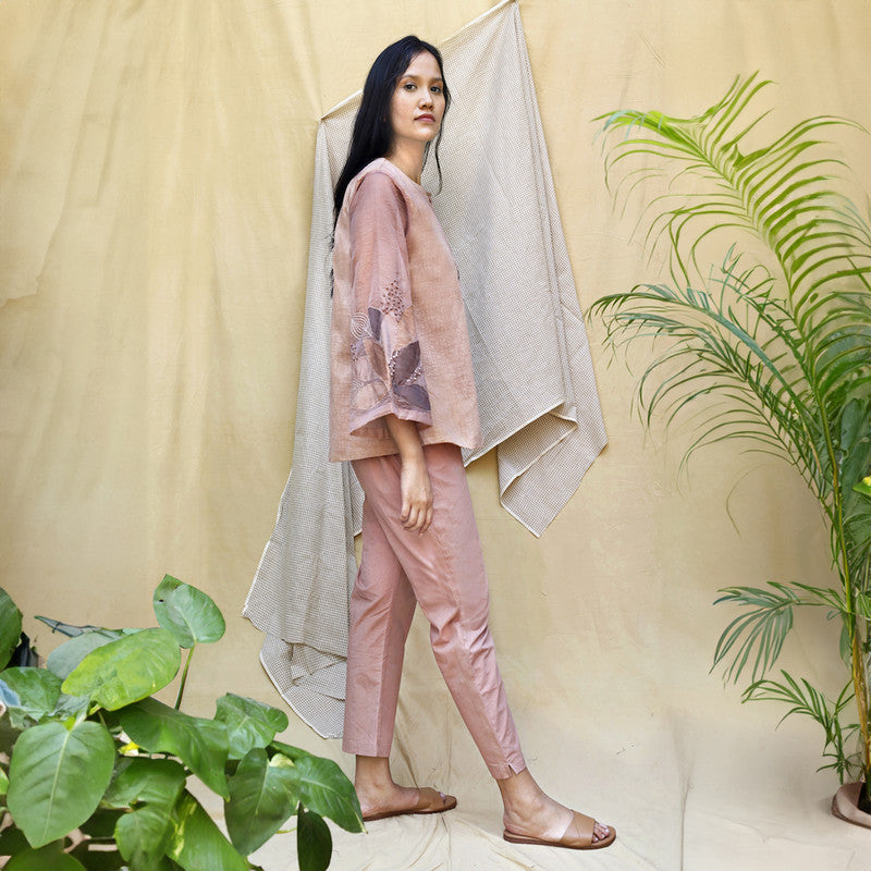 Women Co Ord Set | Plant-Based Fabric | Embroidered | Dusty Pink