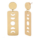 Brass Dangler Earrings for Women | Phases of Moon | Gold Finish