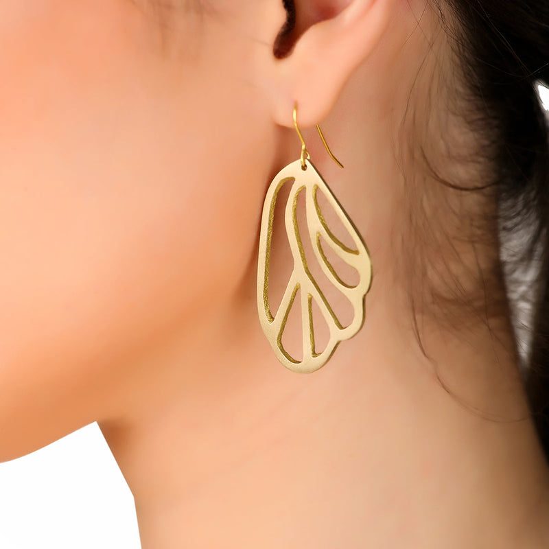 Brass Butterfly Dangler Earrings | Gold