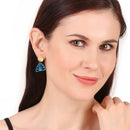 Brass Drop Earrings for Women | Patina Finish | Blue & Gold