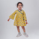 Cotton Dress For Girls | Boota Print | Yellow