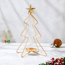 Metal Candle Holder | Christmas Tree Design | Gold | Small