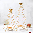 Metal Candle Holder | Christmas Tree Design | Gold | Set of 2