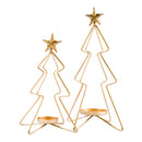 Metal Candle Holder | Christmas Tree Design | Gold | Set of 2