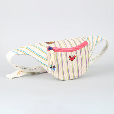 Cotton Waist Bag for Kids | Striped | Multicolour | 1 L