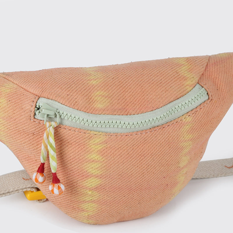 Handwoven Denim Kids Waist Bag | Tie-Dye | Orange & Yellow | 1 L